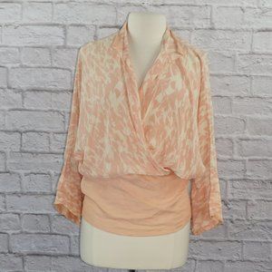 Vintage 80s Silk Dolman Sleeve Wrap Top